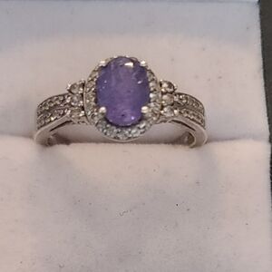 Natural Tanzinate And Diamond Ring